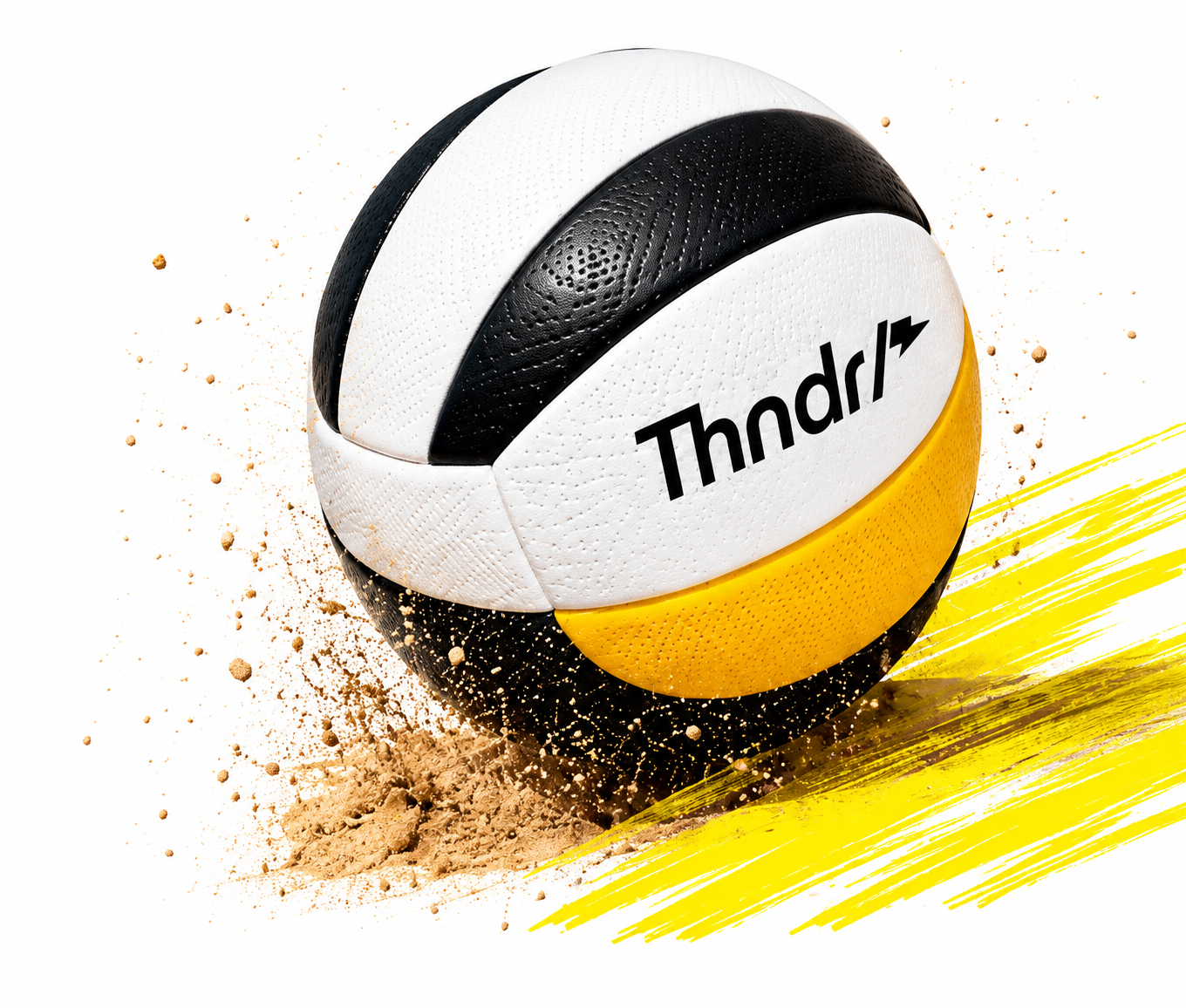 THNDR beach volleyball kicking up sand